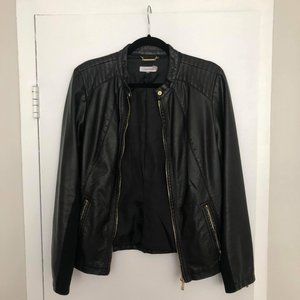 Calvin Klein Black Leather Moto Jacket